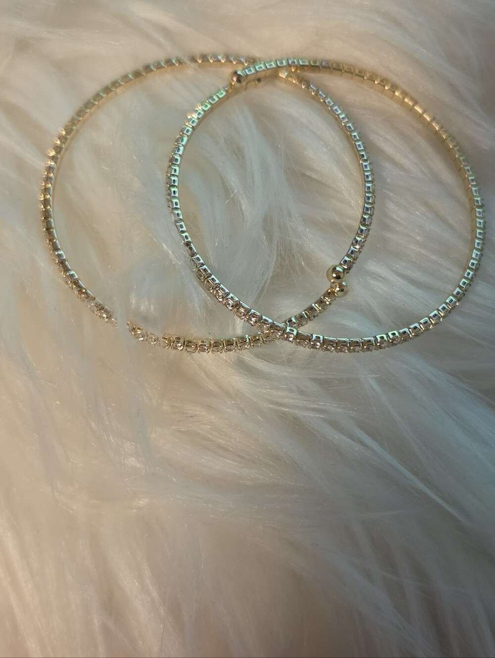 14k Gold Over Sterling Silver  Hoop Crystal-Detail Earrings